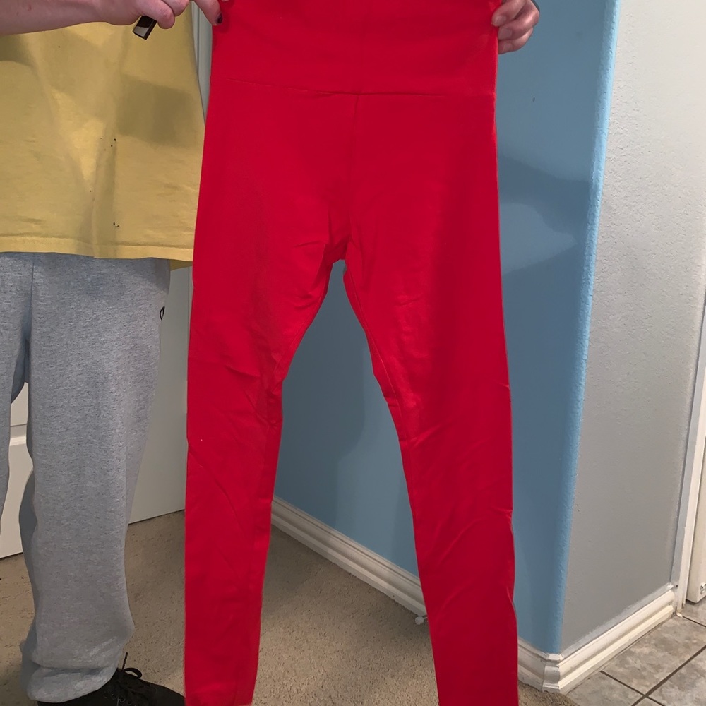Red high waisted leggings brand new